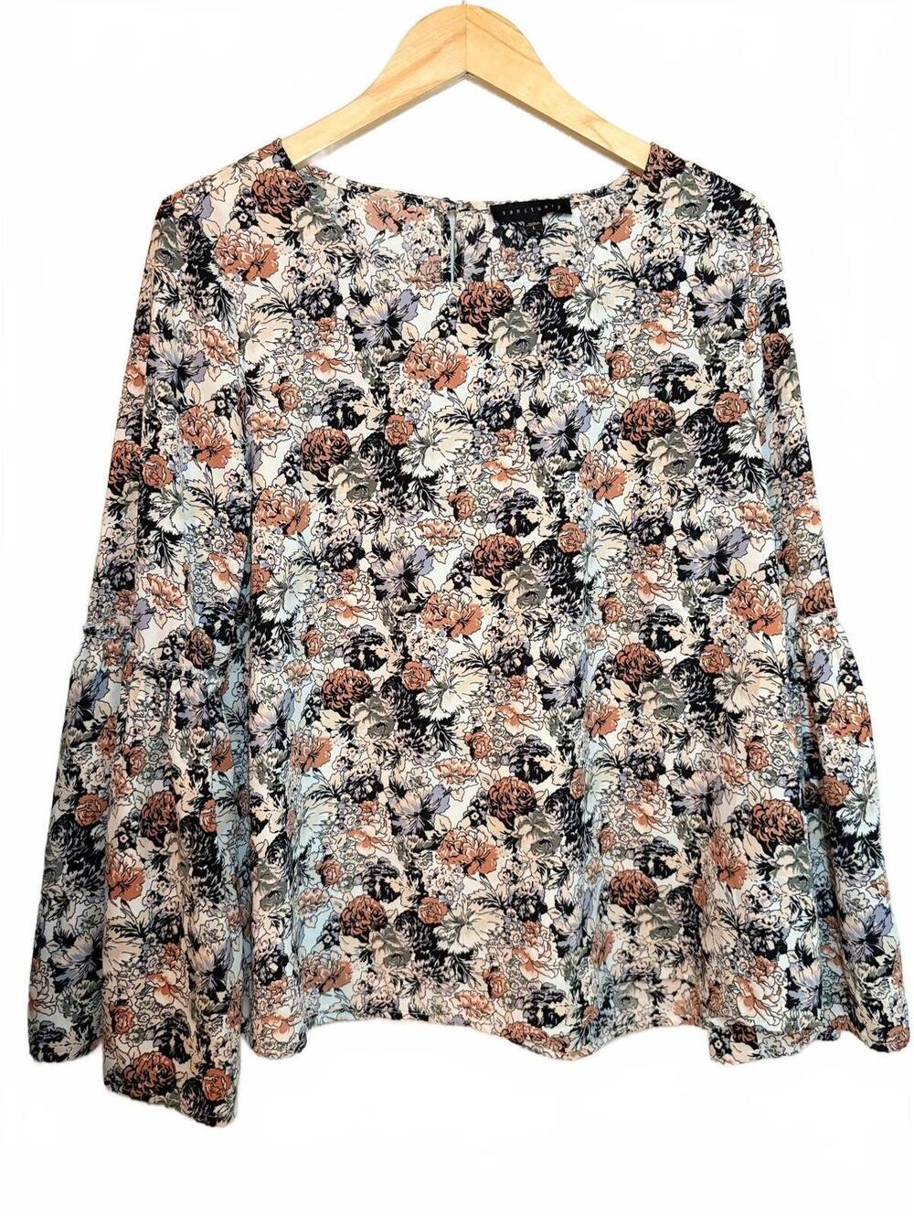 Sanctuary Bell Sleeve Floral Blouse L